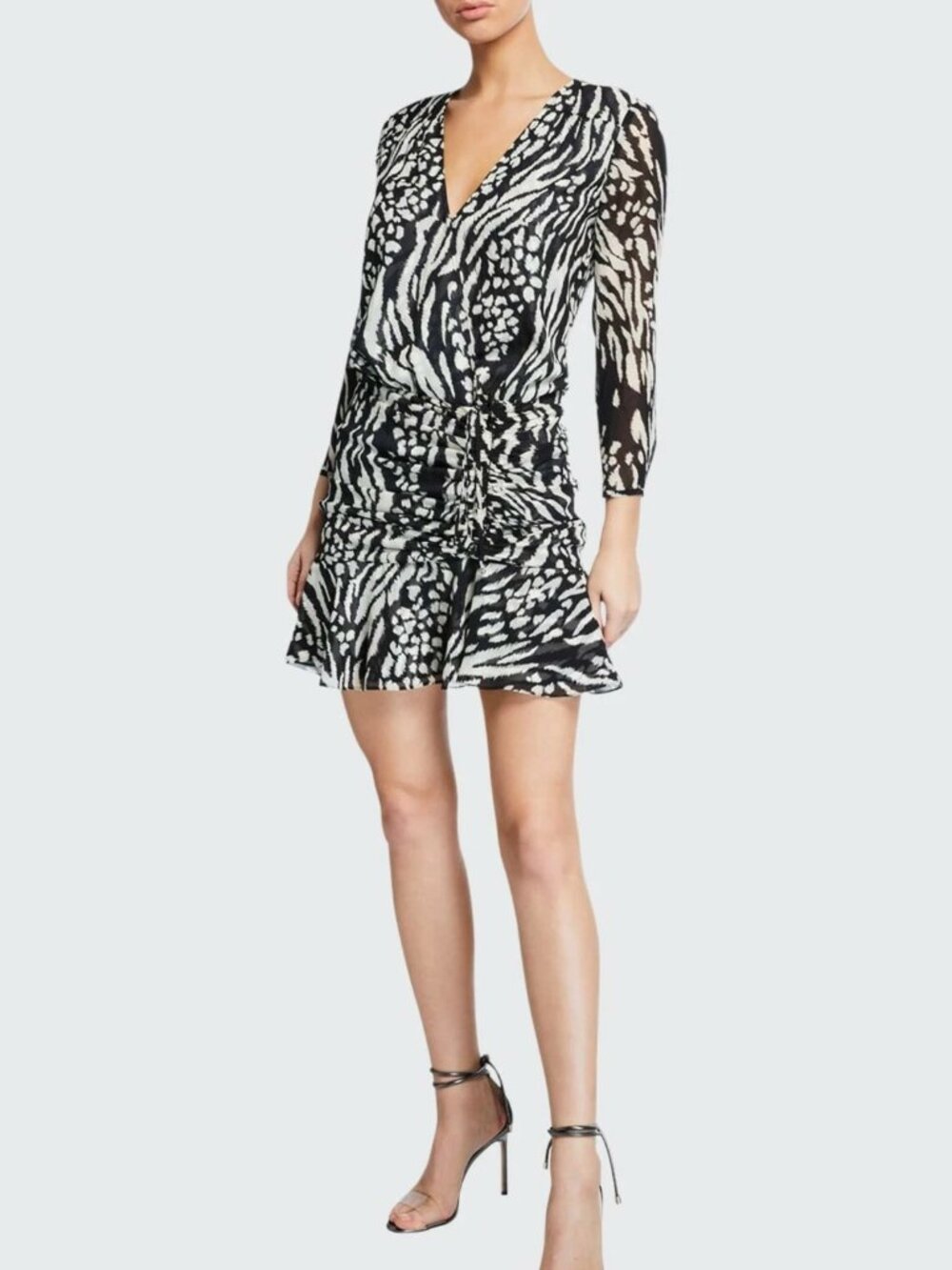 Veronica Beard Kiran Black & Bone Printed Mini Dress Size 12